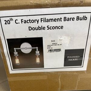Restoration Hardware Polished Nickel Factory Double Sconce